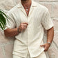 Men’s Summer Tracksuit – Solid Loose Lapel Shirt & Shorts Set - ZNN Deals