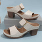 Chunky Heel Plaid Sandals – Summer Round Toe Slides for Women My Store
