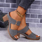 Chunky Heel Plaid Sandals – Summer Round Toe Slides for Women My Store