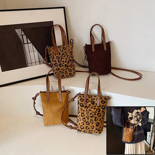 Women’s Retro Leopard Print Crossbody Bag – Suede Phone Shoulder Bag - ZNN Deals