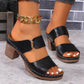 Chunky Heel Plaid Sandals – Summer Round Toe Slides for Women My Store