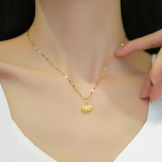 Shell Pearl Necklace with Rhinestones – Elegant Zircon Jewelry for Women - ZNN Deals