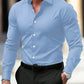 Men’s Summer Solid Color Button-Down Shirt – Casual Business Long Sleeve My Store