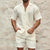 Men’s Summer Tracksuit – Solid Loose Lapel Shirt & Shorts Set - ZNN Deals