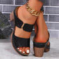 Chunky Heel Plaid Sandals – Summer Round Toe Slides for Women My Store