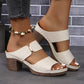 Chunky Heel Plaid Sandals – Summer Round Toe Slides for Women My Store